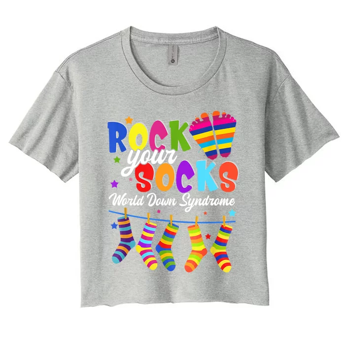 World Down Syndrome Day Rock Your Socks Awareness Women's Crop Top Tee