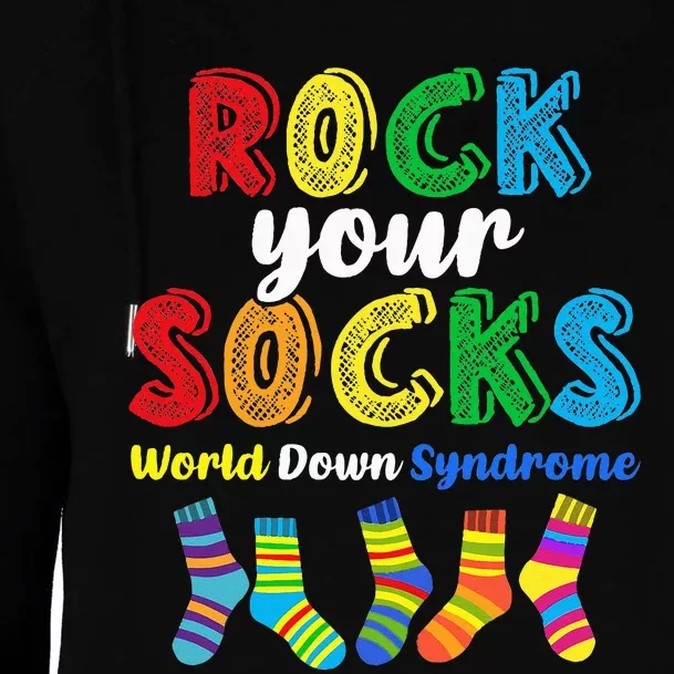 World Down Syndrome Rock Your Socks Awareness DS Month Womens Funnel Neck Pullover Hood