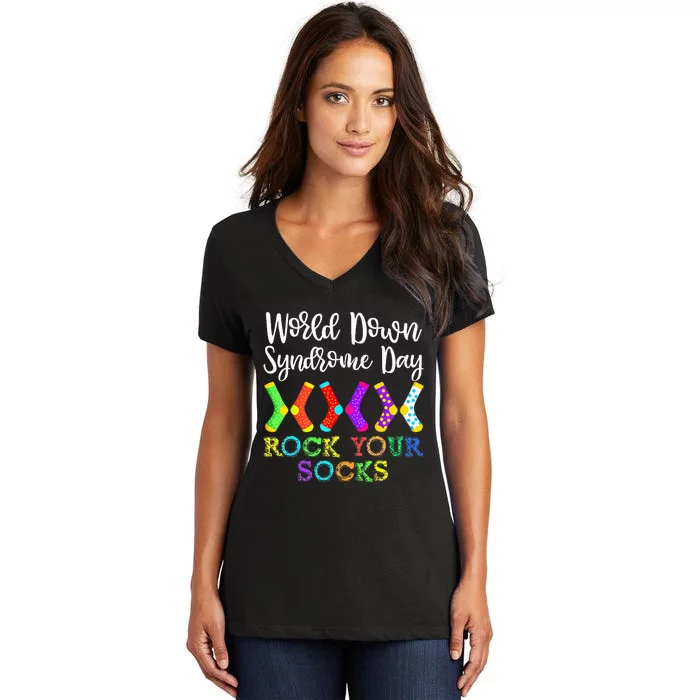 World Down Syndrome Awareness Day Women's V-Neck T-Shirt