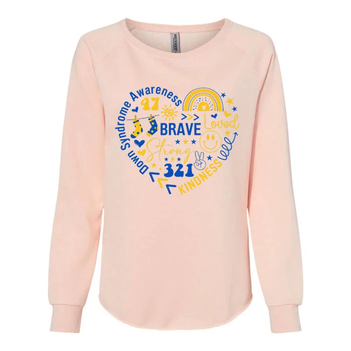 World Down Syndrome Day Awarenes 3.21 Heart Womens California Wash Sweatshirt