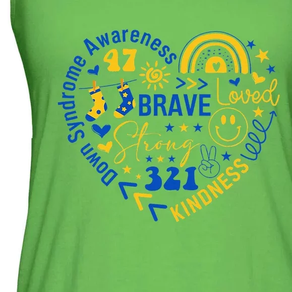 World Down Syndrome Day Awarenes 3.21 Heart Ladies Essential Flowy Tank