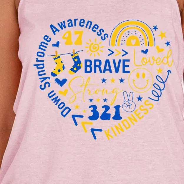 World Down Syndrome Day Awarenes 3.21 Heart Women's Knotted Racerback Tank