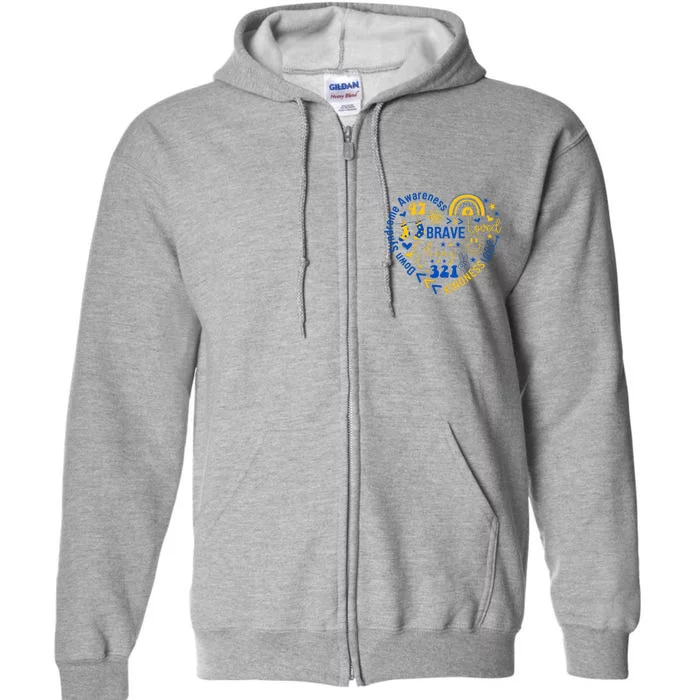 World Down Syndrome Day Awarenes 3.21 Heart Full Zip Hoodie