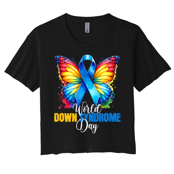 World Down Syndrome Day Rock Your Socks Awareness Women's Crop Top Tee