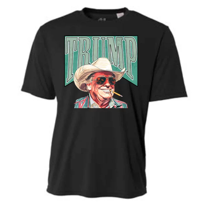 Western Donald Trump Cowboy Maga Cooling Performance Crew T-Shirt