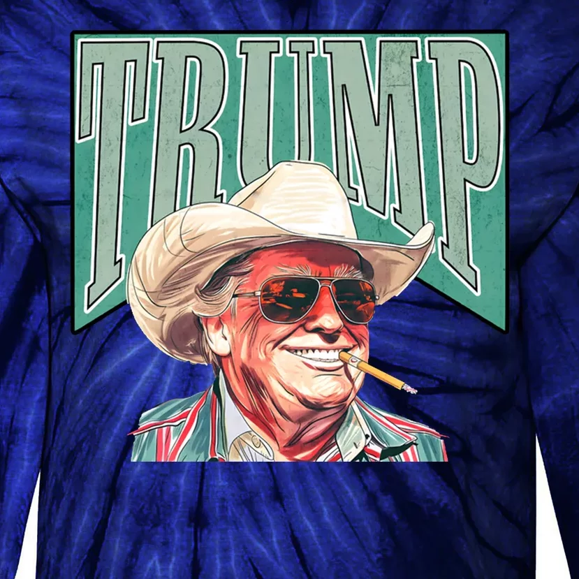 Western Donald Trump Cowboy Maga Tie-Dye Long Sleeve Shirt