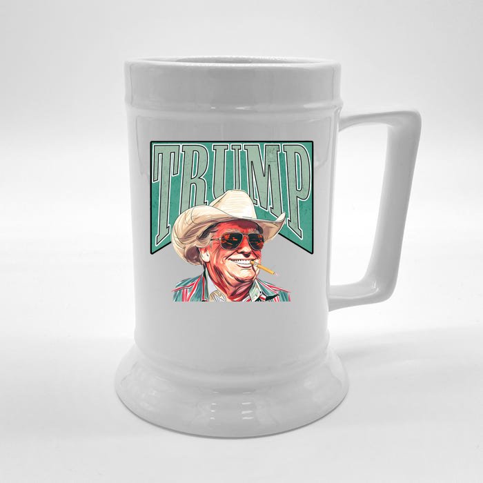 Western Donald Trump Cowboy Maga Front & Back Beer Stein