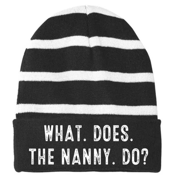 What Does The Nanny Do Striped Beanie with Solid Band