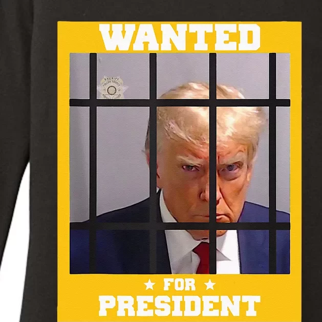 Wanted Donald Trump For President 2024 Trump Mugshot Womens CVC Long Sleeve Shirt