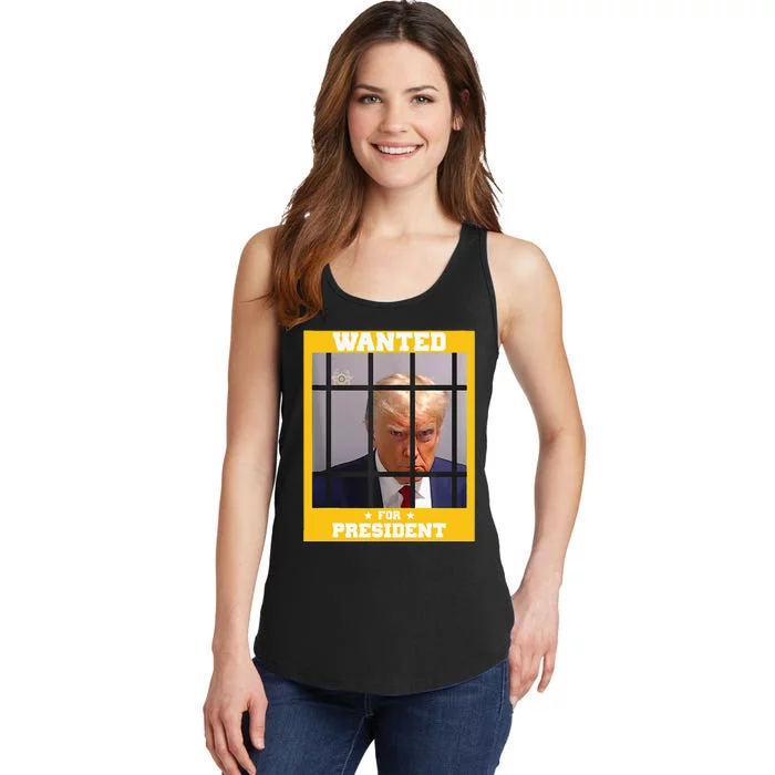 Wanted Donald Trump For President 2024 Trump Mugshot Ladies Essential Tank