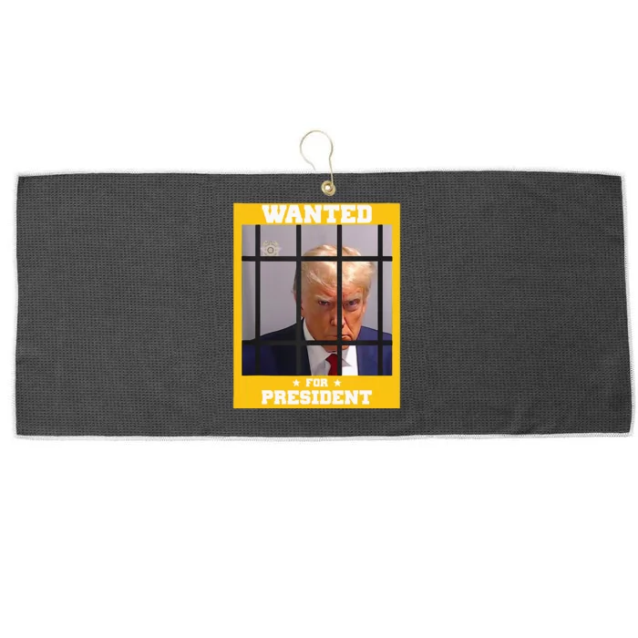 Wanted Donald Trump For President 2024 Trump Mugshot Large Microfiber Waffle Golf Towel