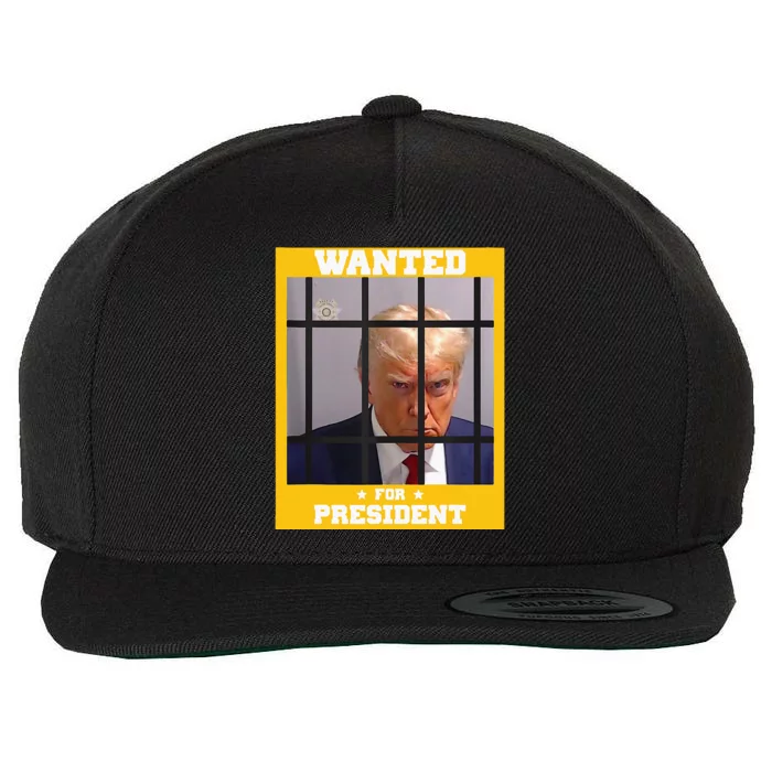 Wanted Donald Trump For President 2024 Trump Mugshot Wool Snapback Cap