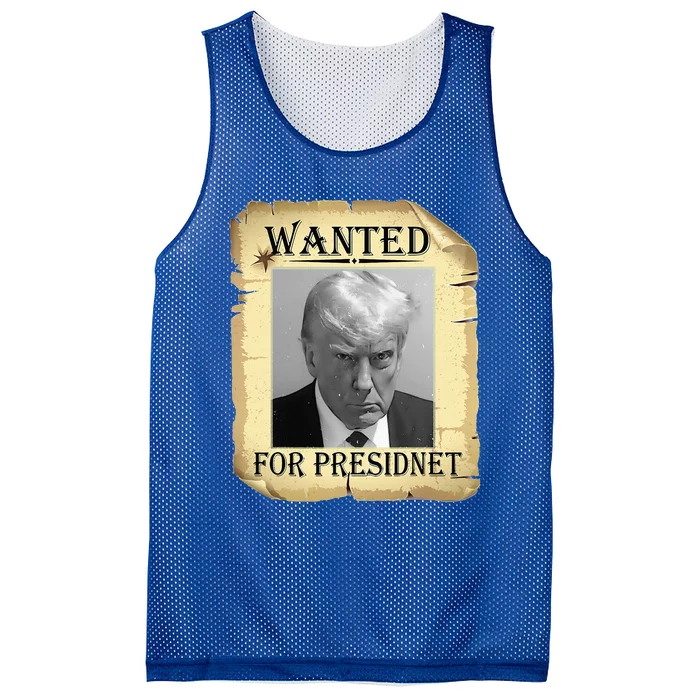 Wanted Donald Trump For President 2024 Vintage Mesh Reversible Basketball Jersey Tank