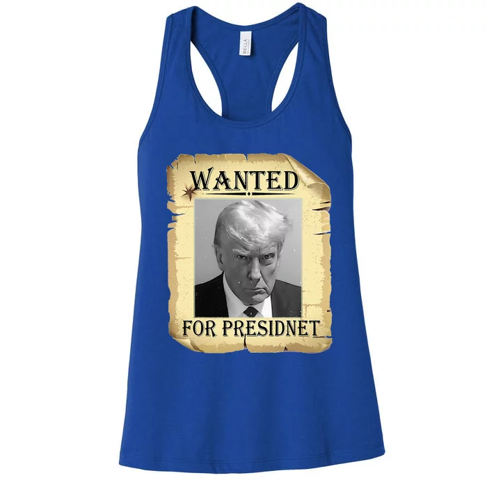 Wanted Donald Trump For President 2024 Vintage Women's Racerback Tank