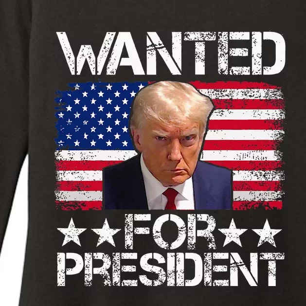 Wanted Donald Trump For President 2024 Trump Mug Shot Womens CVC Long Sleeve Shirt