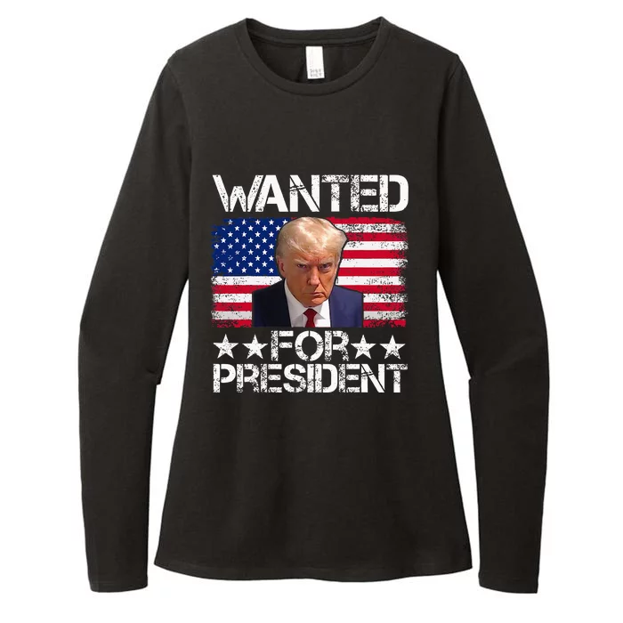 Wanted Donald Trump For President 2024 Trump Mug Shot Womens CVC Long Sleeve Shirt