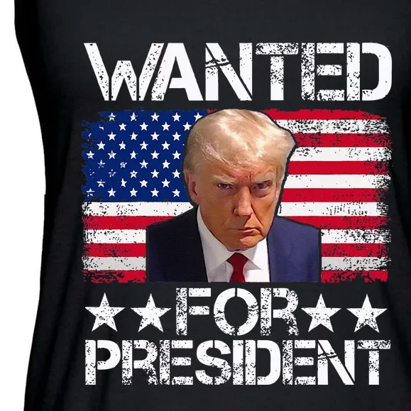 Wanted Donald Trump For President 2024 Trump Mug Shot Ladies Essential Flowy Tank