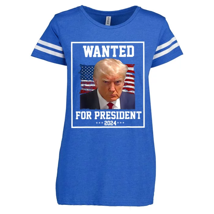 Wanted Donald Trump For President 2024 Enza Ladies Jersey Football T-Shirt