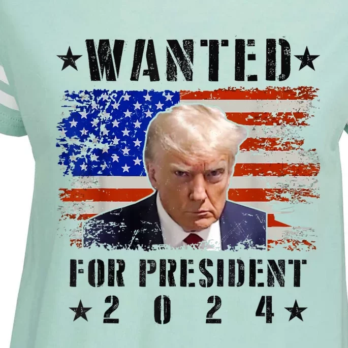 Wanted Donald Trump For President 2024 Trump Mug Shot Flag Enza Ladies Jersey Football T-Shirt