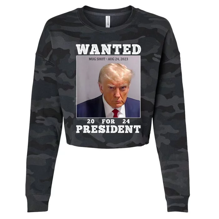 Wanted Donald Trump For President 2024 Cropped Pullover Crew