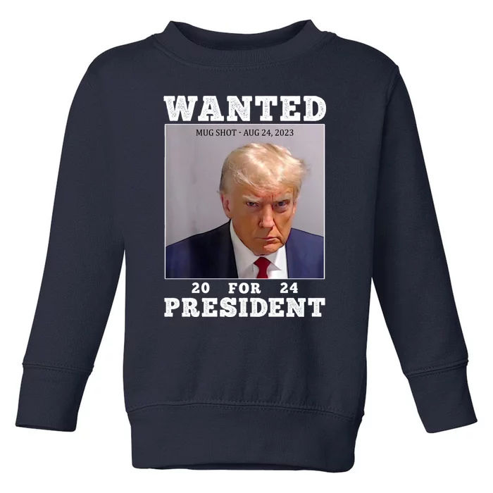 Wanted Donald Trump For President 2024 Toddler Sweatshirt