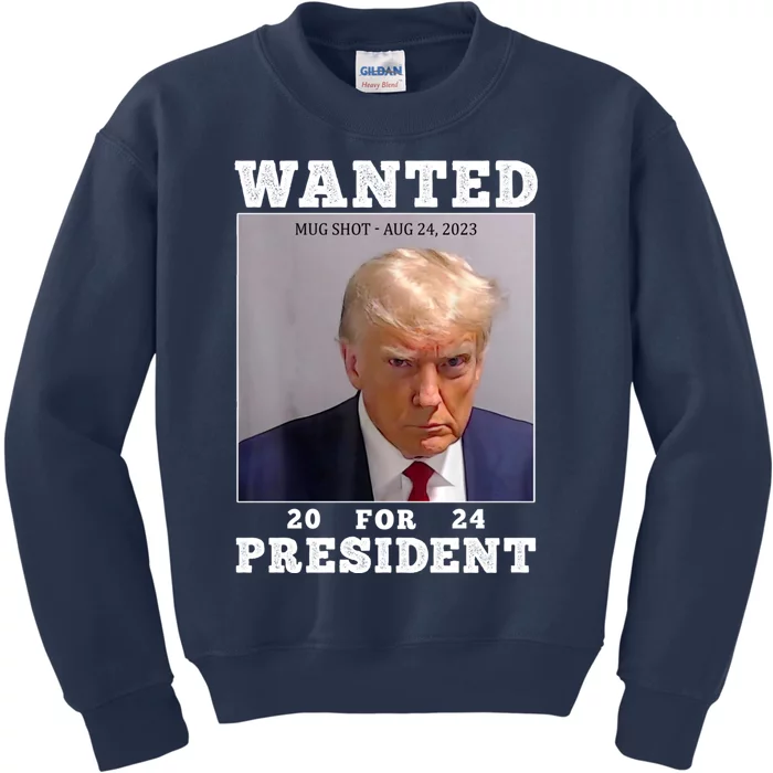 Wanted Donald Trump For President 2024 Kids Sweatshirt