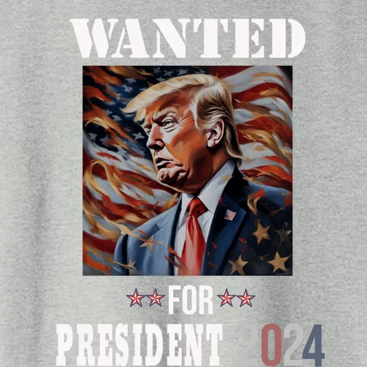 Wanted Donald Trump For President 2024 American Flag Meaningful Gift Women's Crop Top Tee