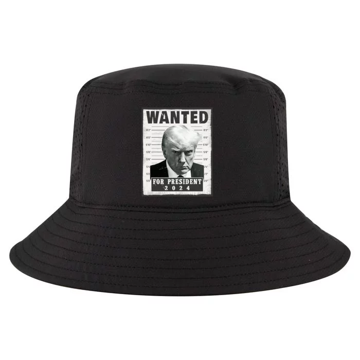 Wanted Donald Trump For President 2024 Trump Mug Shot Cool Comfort Performance Bucket Hat