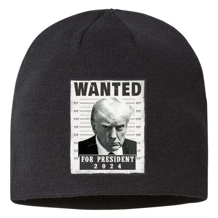 Wanted Donald Trump For President 2024 Trump Mug Shot 8 1/2in Sustainable Knit Beanie