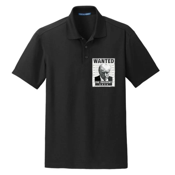 Wanted Donald Trump For President 2024 Trump Mug Shot Dry Zone Grid Performance Polo