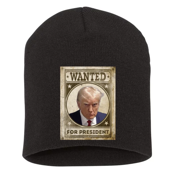 Wanted Donald Trump For President 2024 Short Acrylic Beanie