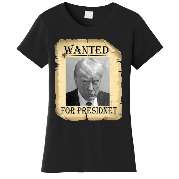 Wanted Donald Trump For President 2024 Vintage Women's T-Shirt