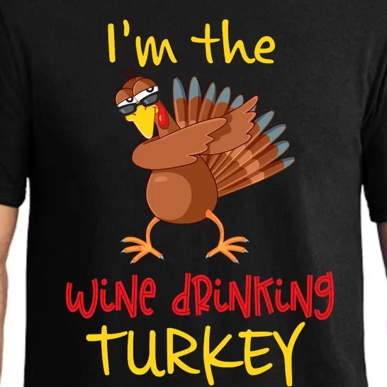 Wine Drinking Turkey Matching Family Thanksgiving Party Pajama Set