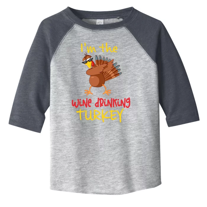 Wine Drinking Turkey Matching Family Thanksgiving Party Toddler Fine Jersey T-Shirt