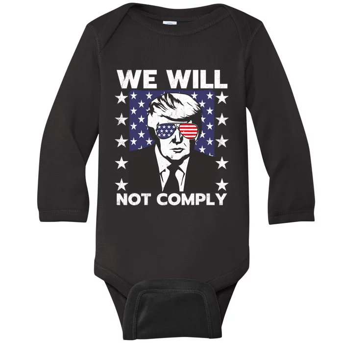 Wanted Donald Trump For President 2024 Trump Mug Shot Baby Long Sleeve Bodysuit