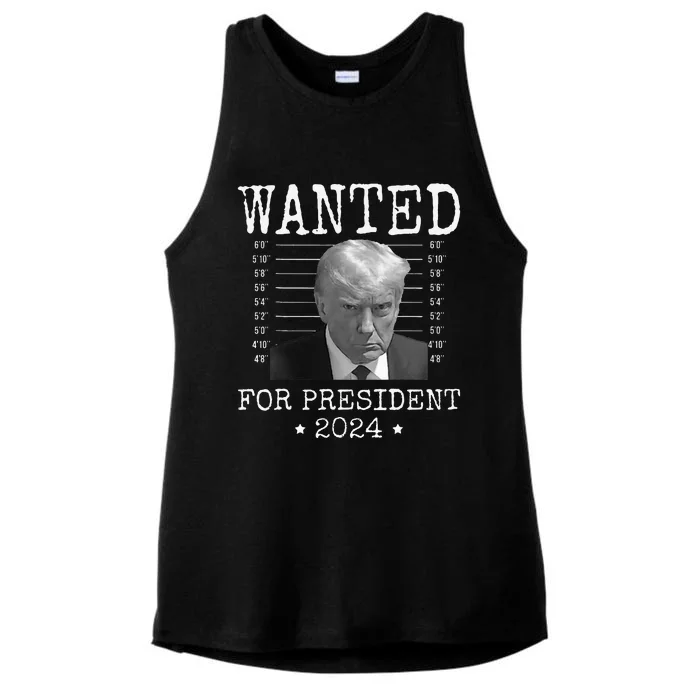 Wanted Donald Trump 2024 For President Never Surrender Ladies Tri-Blend Wicking Tank