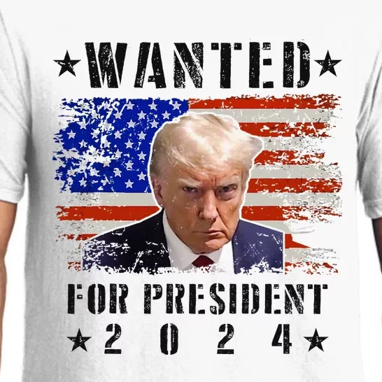 Wanted Donald Trump For President 2024 Trump Mug Shot Flag Pajama Set