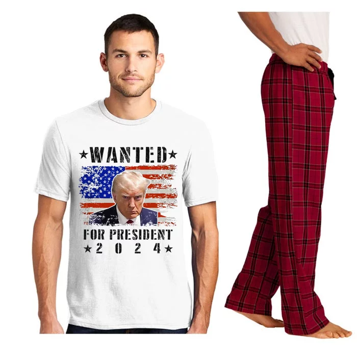 Wanted Donald Trump For President 2024 Trump Mug Shot Flag Pajama Set