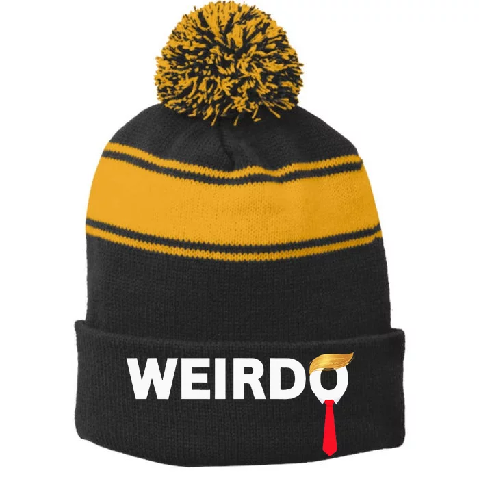 Weirdo Donald Trump Weird Old Man Funny Antitrump Costume Stripe Pom Pom Beanie