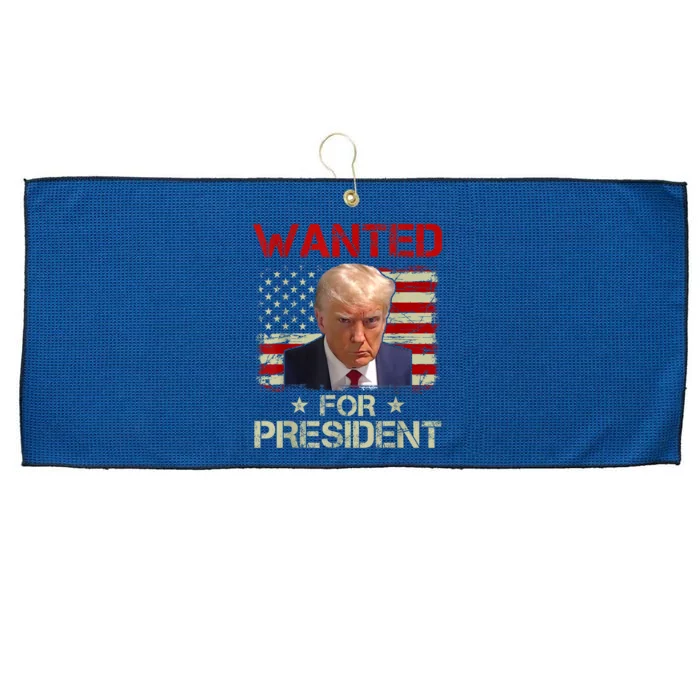 Wanted Donald Trump For President 2024 USA Flag Large Microfiber Waffle Golf Towel