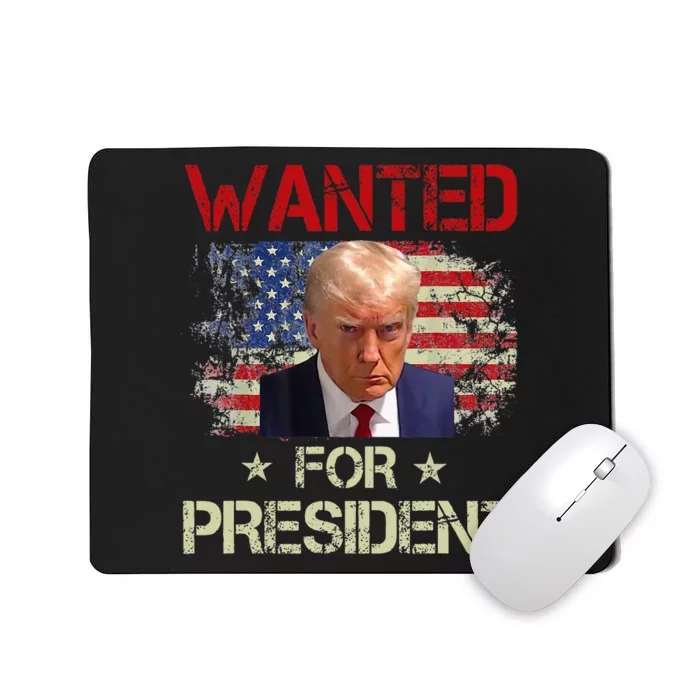 Wanted Donald Trump For President 2024 Usa Flag Vintage Mousepad