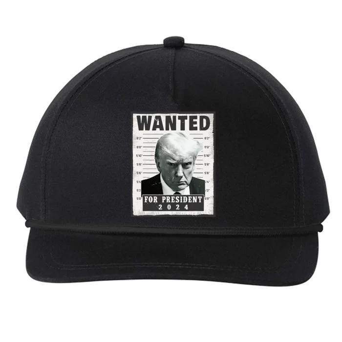 Wanted Donald Trump For President 2024 Trump Mug Shot Snapback Five-Panel Rope Hat