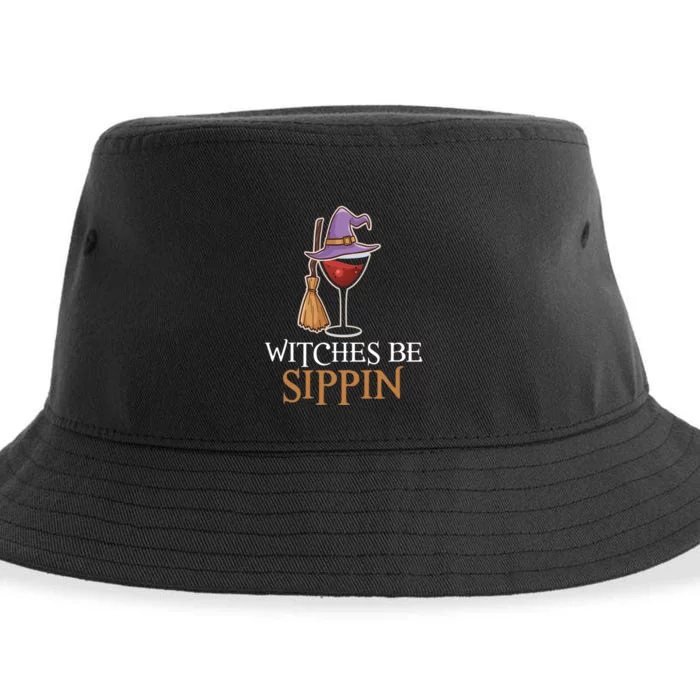 Wine Drinking Team Wo Halloween Witches Be Sippin Sustainable Bucket Hat