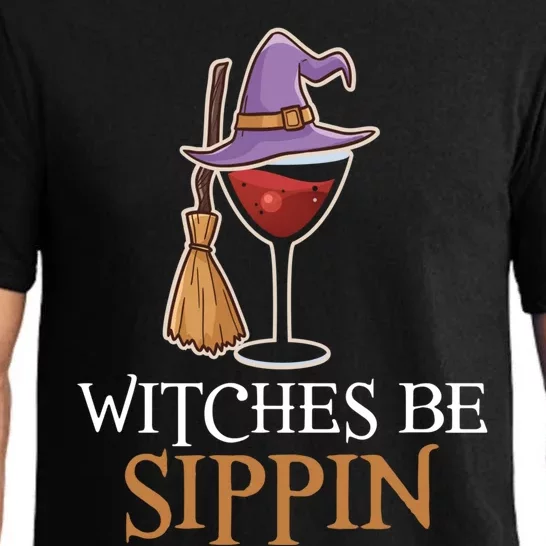 Wine Drinking Team Wo Halloween Witches Be Sippin Pajama Set