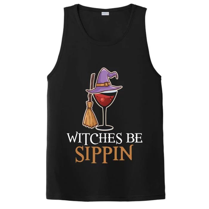 Wine Drinking Team Wo Halloween Witches Be Sippin Performance Tank