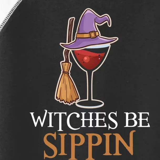 Wine Drinking Team Wo Halloween Witches Be Sippin Toddler Fine Jersey T-Shirt