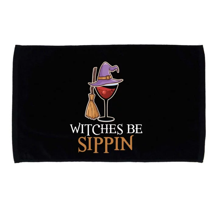 Wine Drinking Team Wo Halloween Witches Be Sippin Microfiber Hand Towel