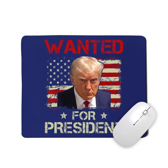 Wanted Donald Trump For President 2024 USA Flag Vintage Mousepad