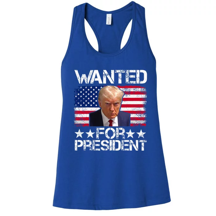 Wanted Donald Trump For President 2024 Women's Racerback Tank