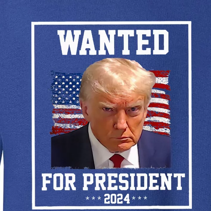 Wanted Donald Trump For President 2024 USA Flag Vintage Toddler Sweatshirt